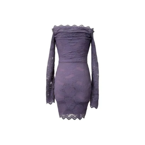 ONE PASS STUDIO Длинное платье с длинными рукавами женское фиолетовое