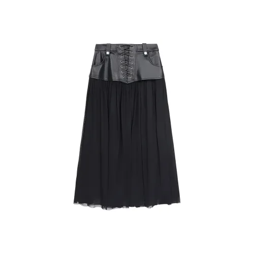 BOY BY BOY Черная Женская Повседневная Длинная Юбка