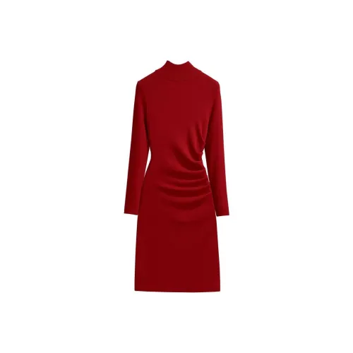 Silky Queen Длинное платье с длинными рукавами женское красное