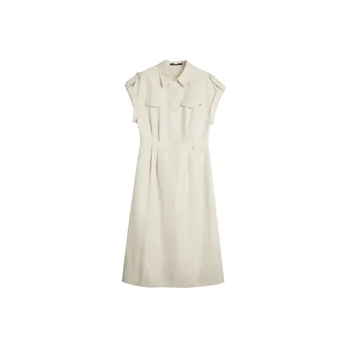 ELLE Длинное платье с длинными рукавами женское светло-хаки