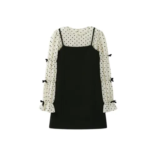 Incolore Длинное платье с длинными рукавами женское черный комплект