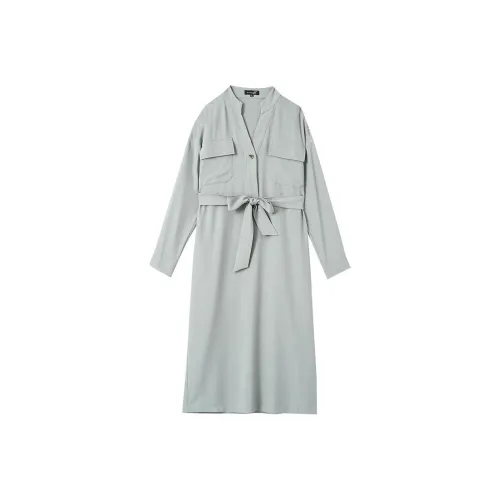 OUNIXUE Длинное платье с длинными рукавами женское асфальтово-серый