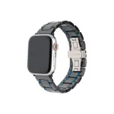 Черный и синий/пять бусин, керамика, соединенные нержавеющей сталью, ремешок