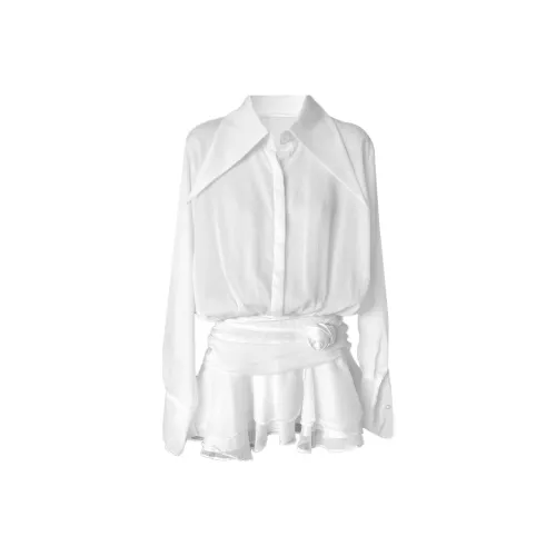 PAZZO Длинное платье с длинными рукавами женское белое