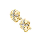 Серьги с закрученным дизайном в форме креста, цветочный узор, золотые, 1 пара