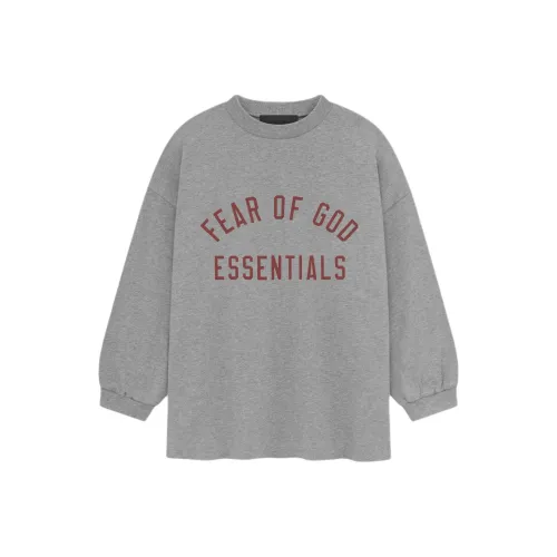 Fear Of God Essentials Kids Джерси Длинный рукав Tee Толстовка Овсяный серый Темный Вереск Детский