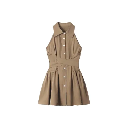 KEAB Без рукавов Платье Женское Кофейное