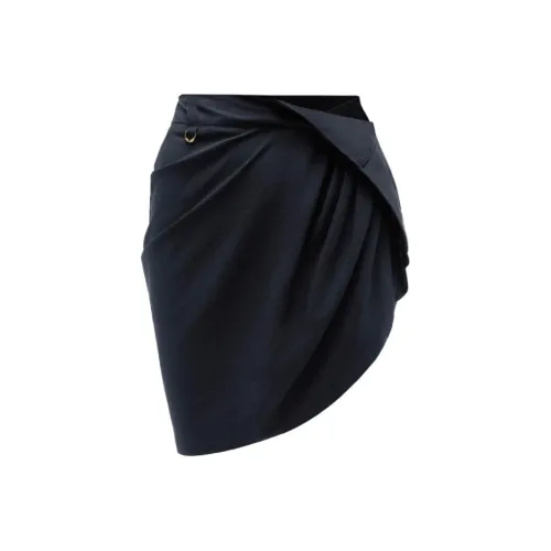 Jacquemus Драпированная мини-юбка Повседневная Короткая Юбка Женская Темно-синяя