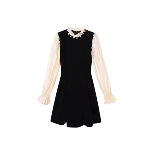 Incolore Длинное платье с длинными рукавами женское черное