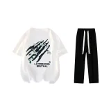 Комплект одежды (Белая футболка + Черные повседневные штаны)