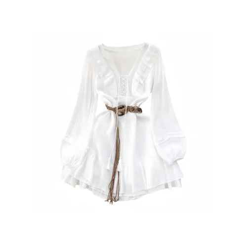 MISTVB Длинное платье с длинными рукавами женское белое