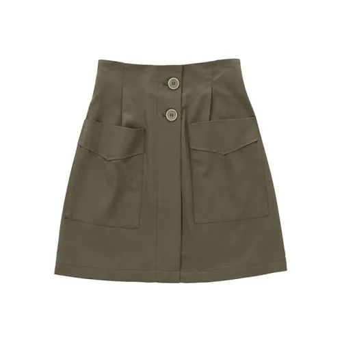 SOON FLOWER Карго-штаны Короткие Юбка Женские Травяной Зеленый