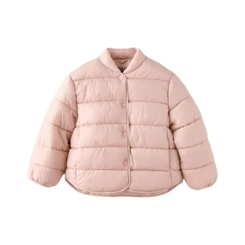 ZARA Хлопковый пуховик Светло-розовый Красный Детский