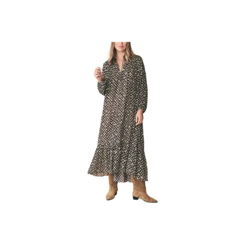 DOEN IVANA Платье Длинное с длинными рукавами женское черное многоцветное