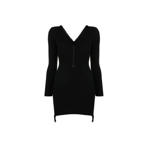 COURREGES Длинное платье с длинными рукавами женское черное