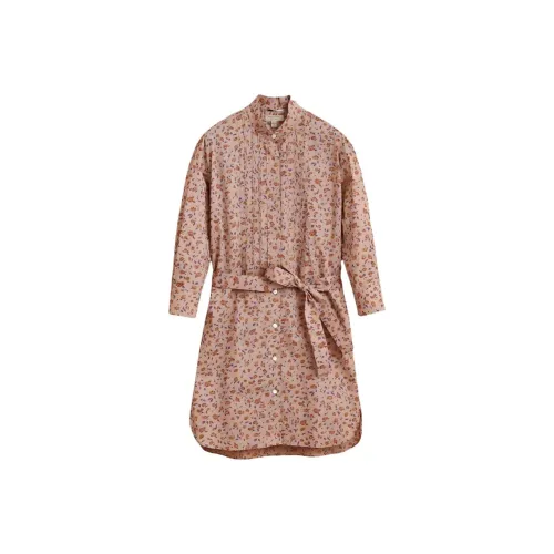 Burberry Длинное платье с длинными рукавами женское розовое