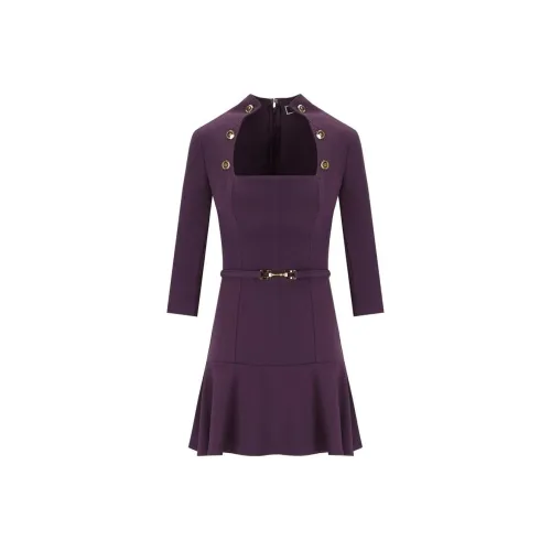 Elisabetta Franchi Фиолетовые Женские Длинные Платья с Рукавами