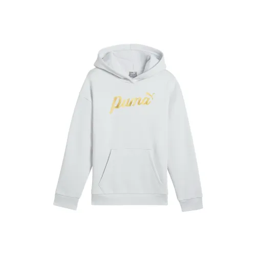 PUMA ESS+ ScriptMetallic Толстовка Серебряная Подростки