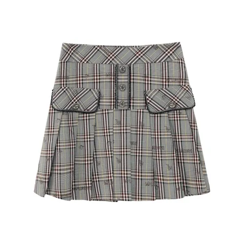 LULUALWAYS Серый Женские Повседневные Короткие Юбки