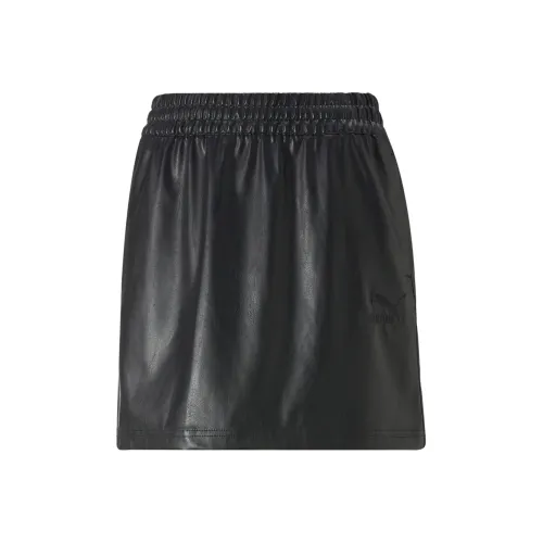 PUMA T7 Синтетический Мини Юбка Женская Кожаная Короткая Юбка Женская Черная