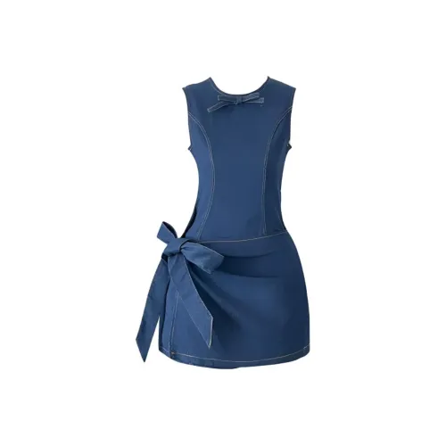 BIFH Без рукавов Платье Женское Джинсовый синий