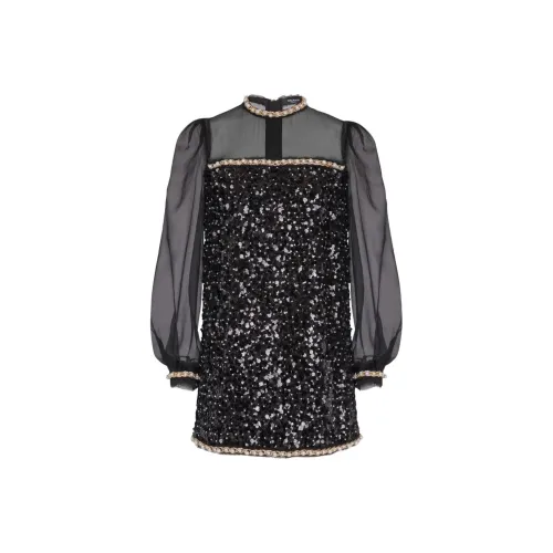 BALMAIN SS25 Длинное платье с длинными рукавами женское черное