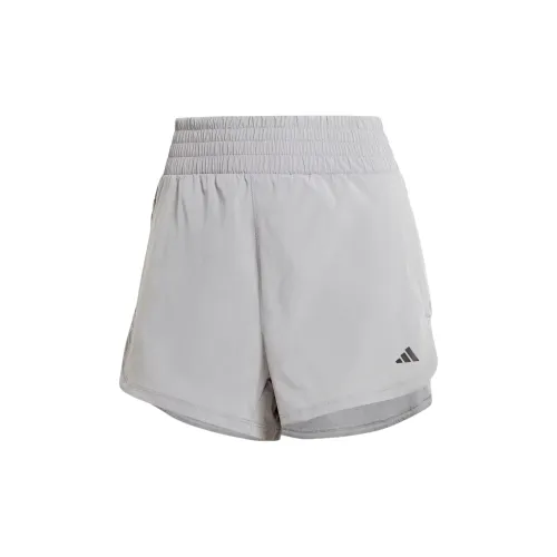 Adidas Pacer Эластичный трикотаж молния карман Lux шорты спортивные шорты женские серый