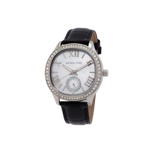 MICHAEL KORS Наручные часы Кварцевый механизм Кожаный ремешок 38 мм Мать жемчуга Циферблат Цвет Женские часы