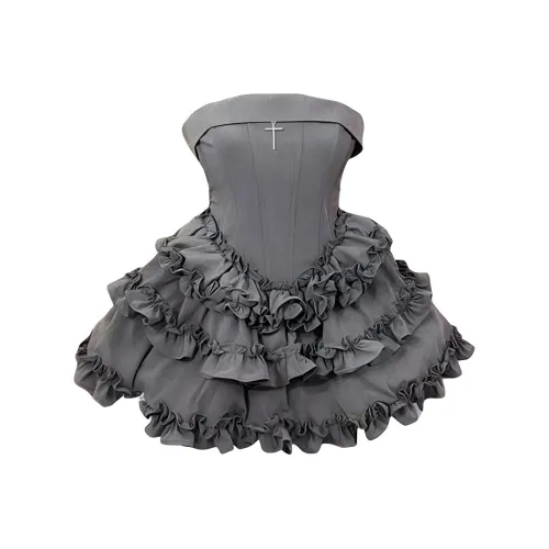 VKXOW Без рукавов Платье Женское Серое