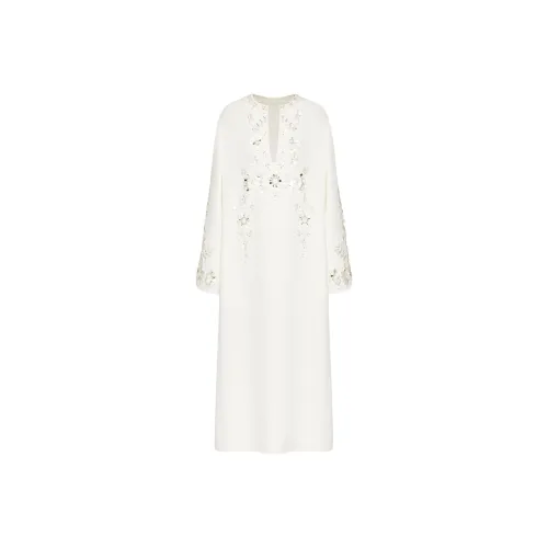 Valentino Gallo Edition Cady Couture Длинное платье с длинными рукавами женское белое