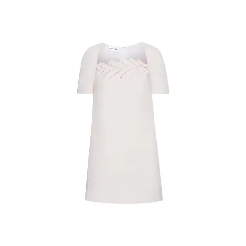 Oscar De La Renta SS24 Короткое платье с короткими рукавами цвет слоновая кость женское