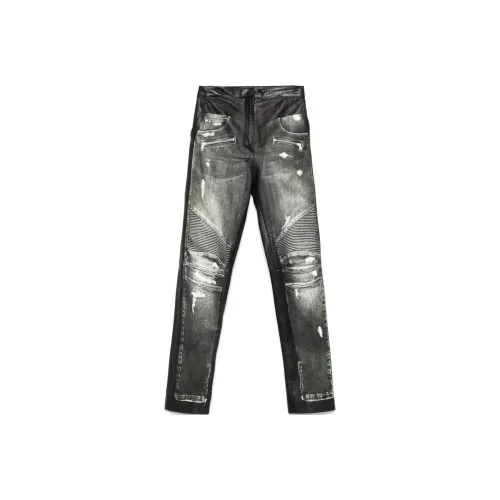 BALMAIN SS25 Кожаные брюки Женские Черные