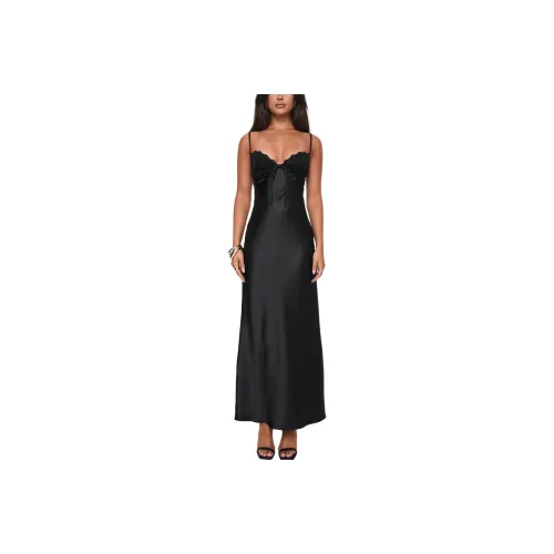 PRINCESS POLLY Fadyen Bias Cut Maxi Dress Slip Платье Женские BLACK Черный