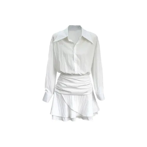 Oddgoods Длинный рукав Платье Женское Белое