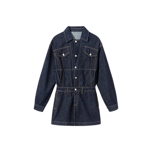 ONE PASS STUDIO Длинное платье с длинными рукавами женское туманно-голубого цвета