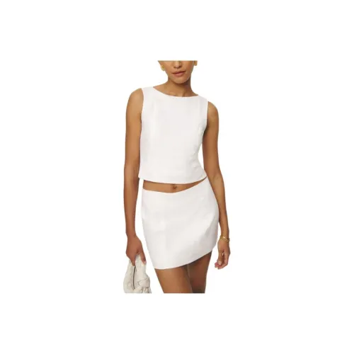 REFORMATION Grace Linen Двухкомпонентный Комплект с Юбкой Женская Белая