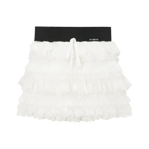 UNVESNO Слоновая кость Унисекс Повседневные короткие юбки