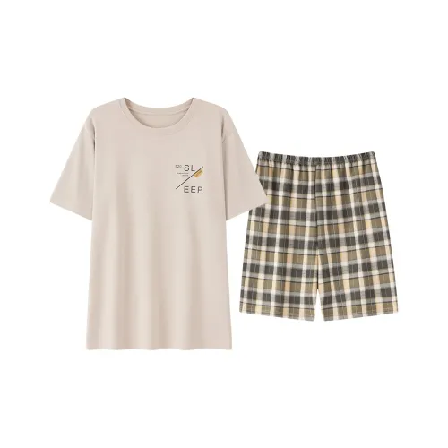 DAMOS·LOVE Серый Бежевый Мужской Пижамный Комплект