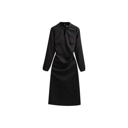 Silky Queen Длинное платье с длинными рукавами женское черное