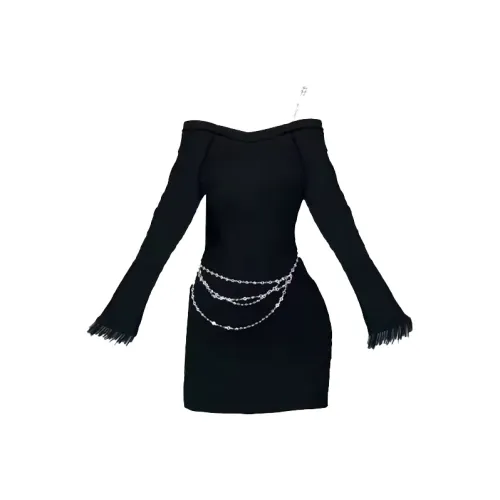 SCCREBEL OFFICIAL Длинное платье с длинными рукавами женское черное