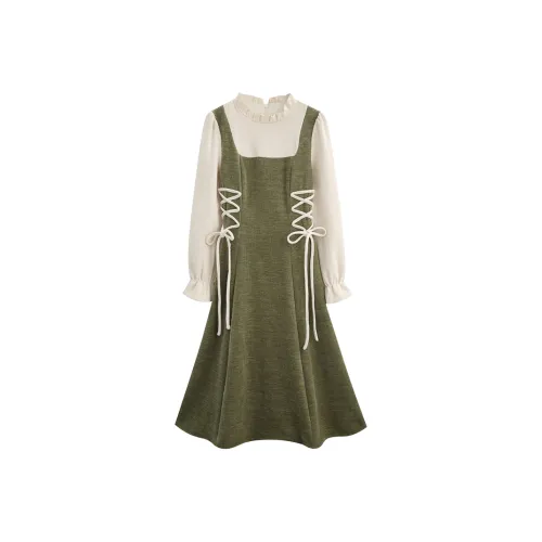 Incolore Длинное платье с длинными рукавами женское светло-зеленое