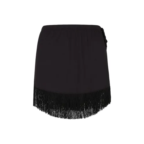 EMPORIO ARMANI Вискозный саронг с кисточками Повседневная короткая юбка Женская Черная