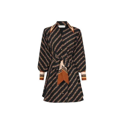 Zimmermann SS25 Длинное Платье с Длинными Рукавами Женское Черное