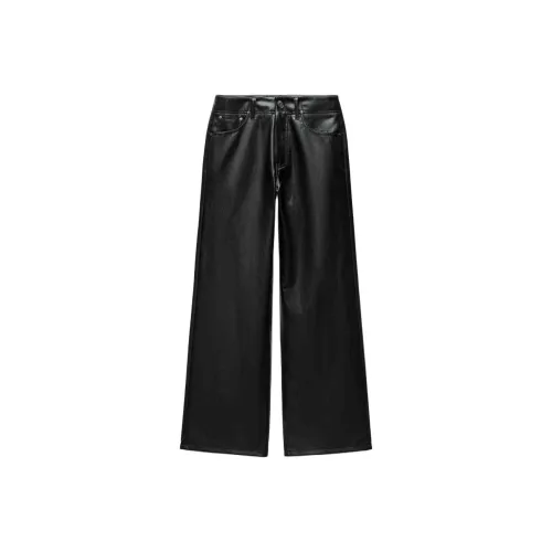 ZARA ZW Series Черные Женские Кожаные Брюки
