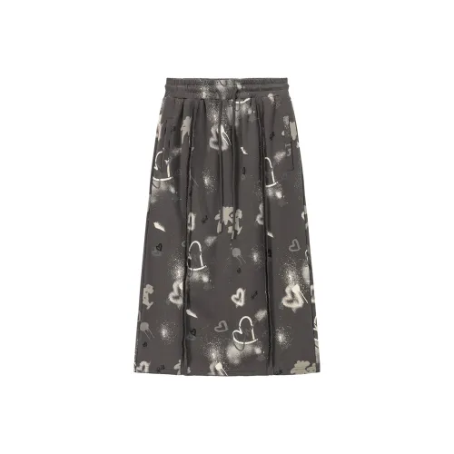 CHUU Черно-серые Женские Повседневные Длинные Юбки