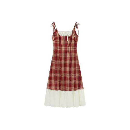 ZUKIZUKI Slip Платье Женское Красное Клетка