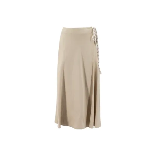 Loro Piana Хаки Женские Повседневные Длинные Юбки
