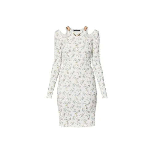 LOUIS VUITTON Длинное платье с длинными рукавами женское белое