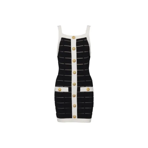 BALMAIN Черное женское платье без рукавов