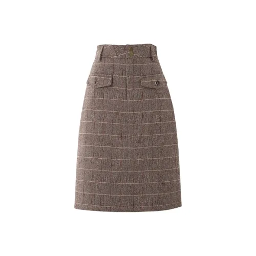 SOON FLOWER Повседневная длинная юбка женская хаки